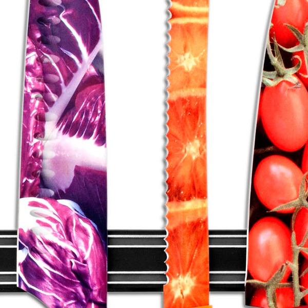 Couteaux de cuisine lames décorées sur barre magnétique – Image 2