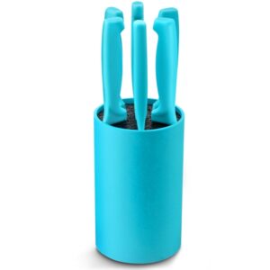 Bloc 6 Couteaux de table à steak en inox, manches turquoise