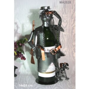 Porte bouteille métal décor chasseur et ses 2 chiens