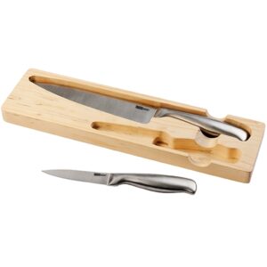 Couteaux à découper lot de 2 tout métal sur coffret en bois