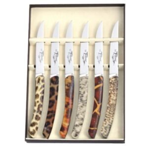 Coffret 6 couteaux de table luxe finition safari