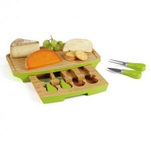 Plateau apéritif en bois avec tiroir et accessoires
