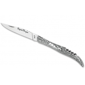 Couteau pliant Laguiole tout métal tire bouchon décor Cerf – Image 2