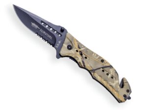Couteau de survie pliant camouflé avec étui JKR