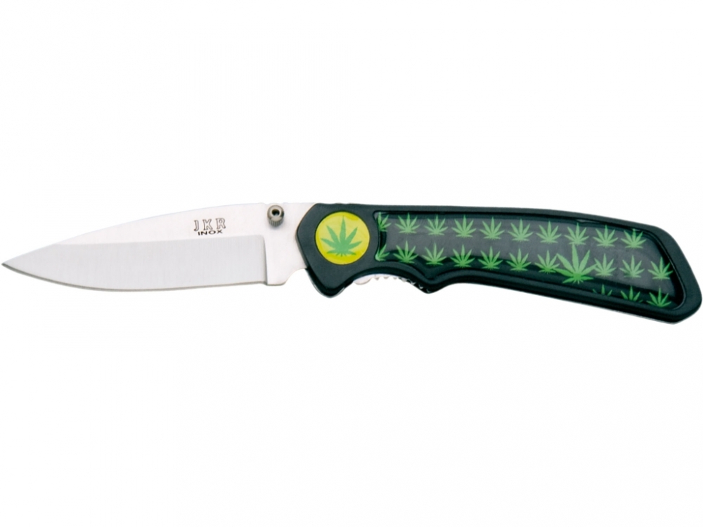 Couteau de poche fantaisie décoré marijuana – Image 2