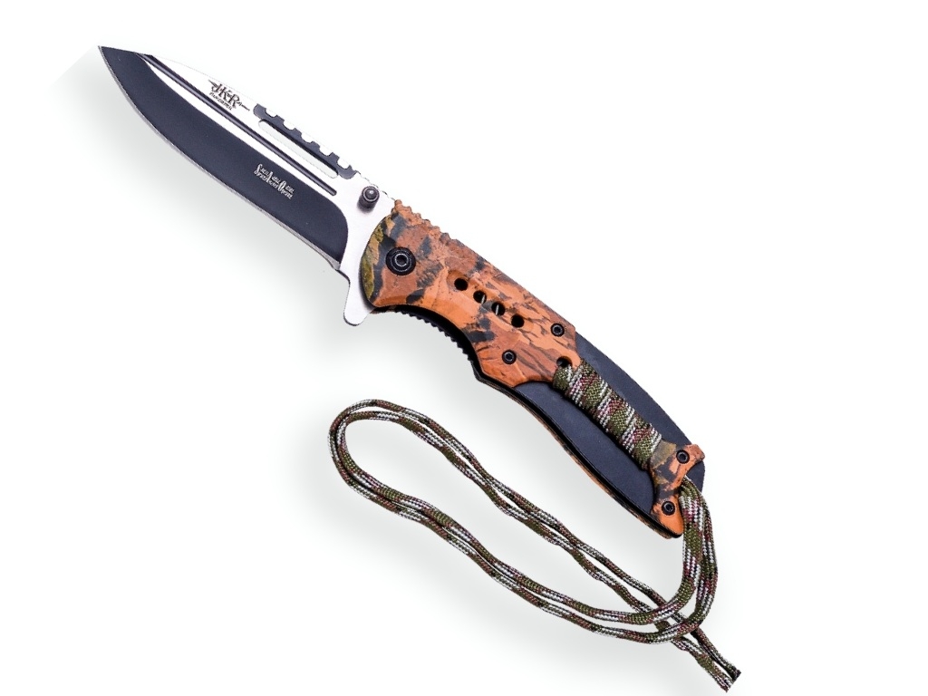 Couteau de poche Tactique JKR à ouverture assistée, manche alu