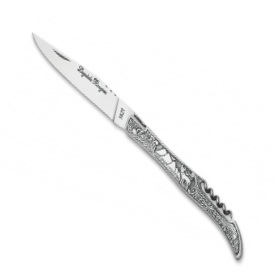 Couteau pliant Laguiole tout métal tire bouchon décor Cerf