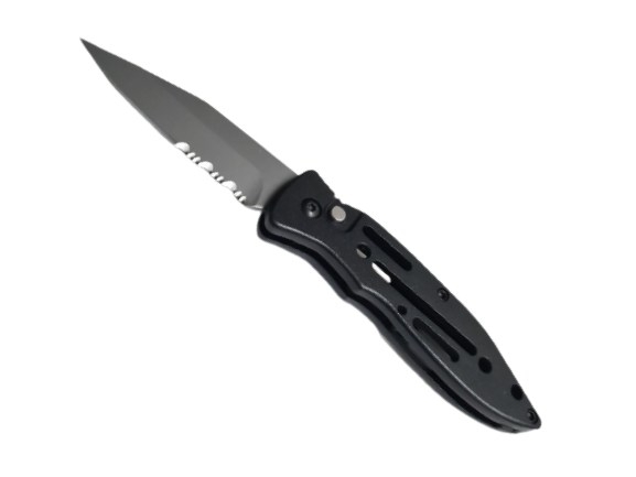 Couteau Automatique tout métal lame semi crantée