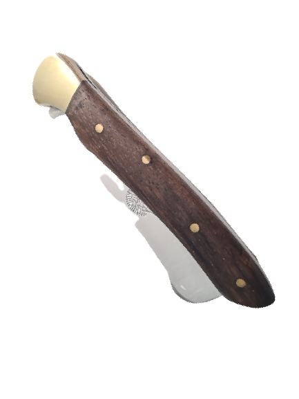 Greffoir lame inox de 8 cm manche en bois et laiton de 10 cm – Image 2