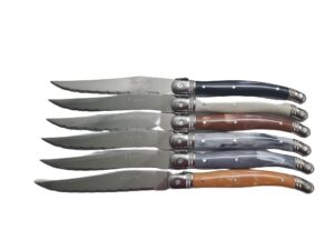 Couteaux de table Laguiole lot de 6 manches couleurs marbrés