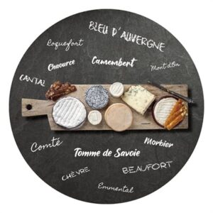 Plateau fromage rond en verre 35 cm sur tampons