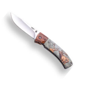 Couteau de poche bois métal motif Cerf