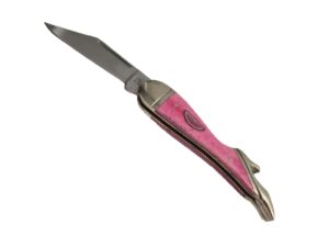 Couteau de poche féminin manche escarpin doré et rose