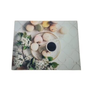 Planche à découper en verre 40 x 30 cm décor Macarons