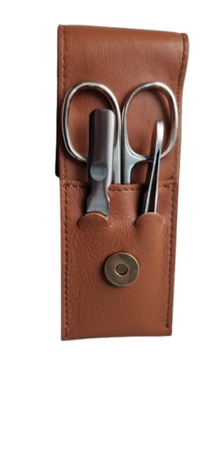 Trousse Manucure en cuir garnie de 3 Pièces qualité supérieure