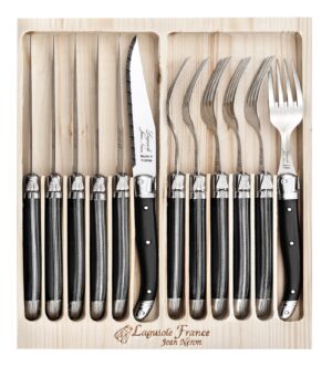 Coffret Ménagère 12 couverts noirs Laguiole fabriqué en France