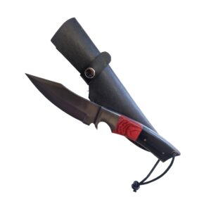 Couteau de chasse lame inox 13 cm manche bicolor avec lacet