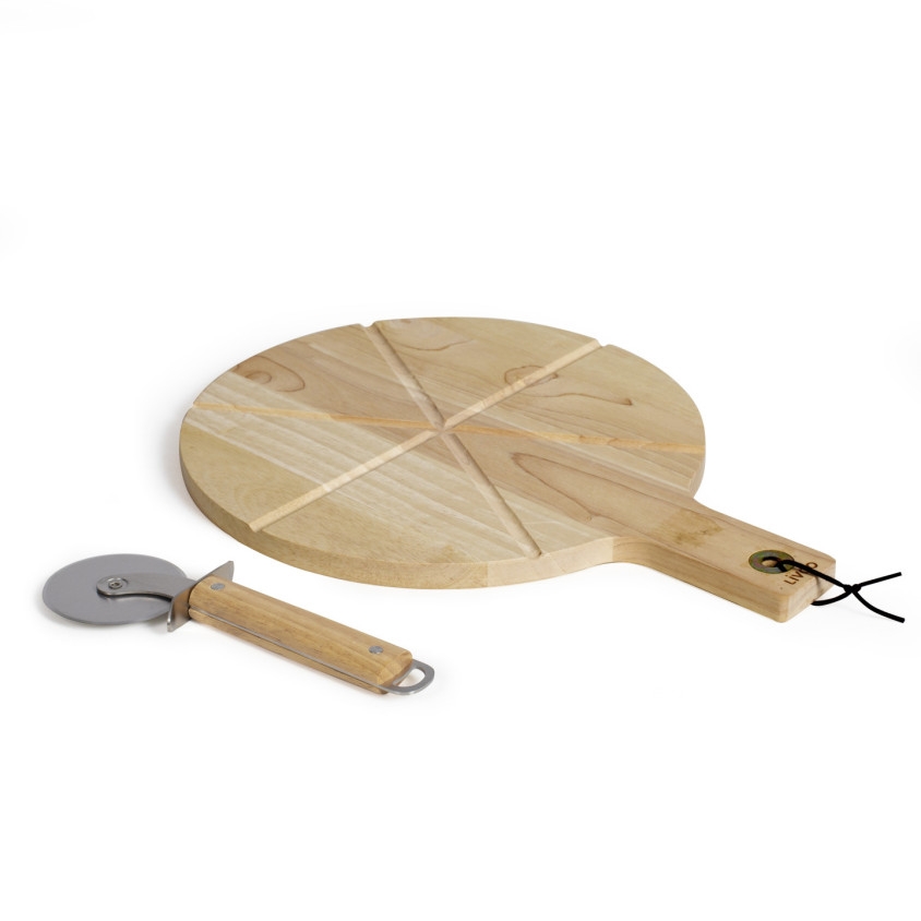 Plateau à pizza en bois avec sa roulette – Image 5