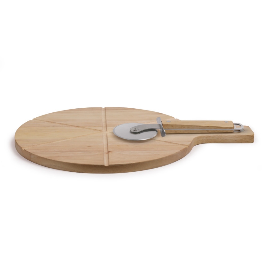 Plateau à pizza en bois avec sa roulette – Image 4