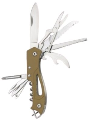 Couteau de poche multifonctions 10 outils – Manche Soft Kaki