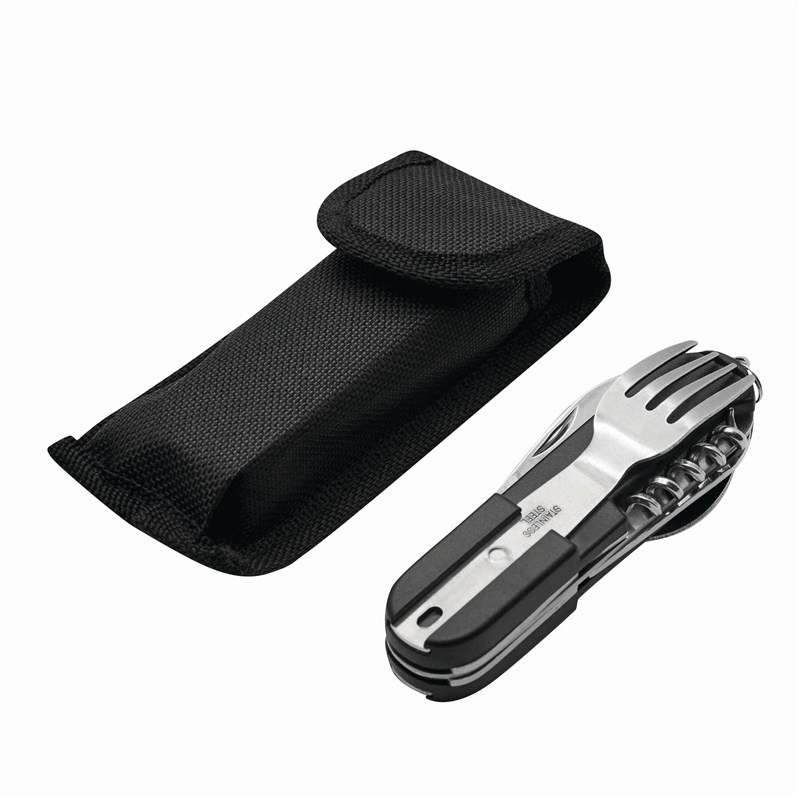 Couteau multifonctions 5 outils et 1 fourchette et 1 cuillère