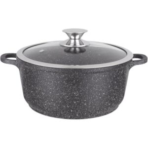 Faitout 32 cm fonte d'aluminium avec couvercle en verre