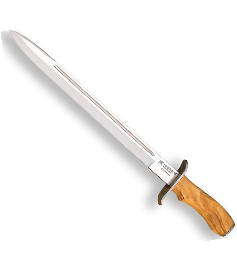 Dague de chasse lame utile 29 cm manche bois d'olivier avec étui en cuir – Image 2