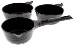 Série de 3 casseroles en fonte d’aluminium revêtement façon pierre Sans PFOA avec poignée amovible – Pradel Excellence