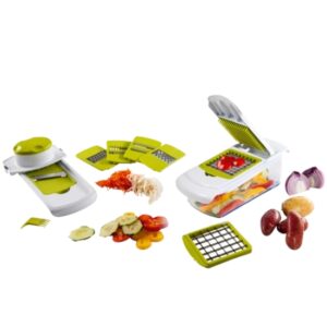 Mandoline et coupe‑légumes 2‑en‑1 avec accessoires