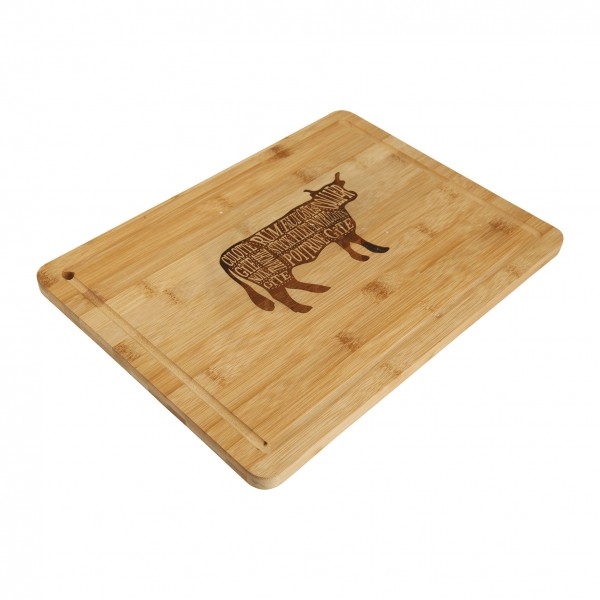 Planche à découper décor Vache en bois de bambou 38 x 28 cm – Image 2