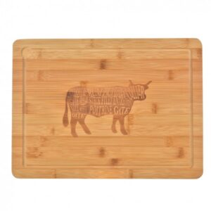 Planche à découper décor Vache en bois de bambou 38 x 28 cm