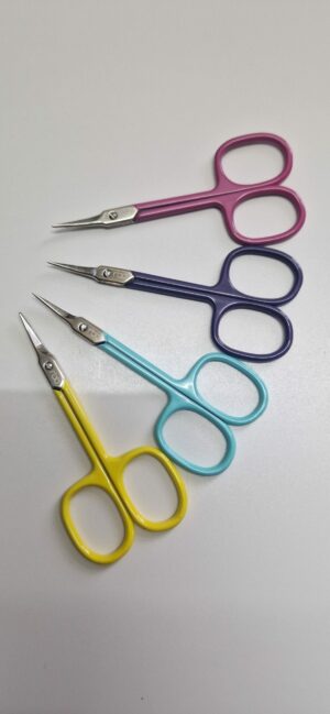 Ciseaux cuticules lames courbées branche couleur
