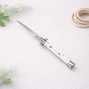 Couteau automatique 28 cm manche finition plaquettes façon perle