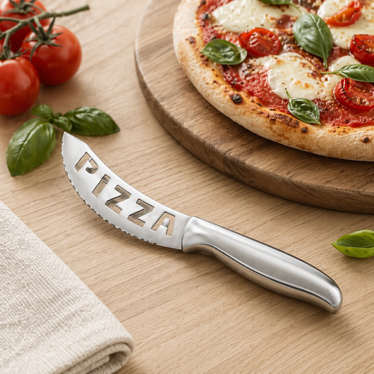 Couteau pizza tout inox la pièce