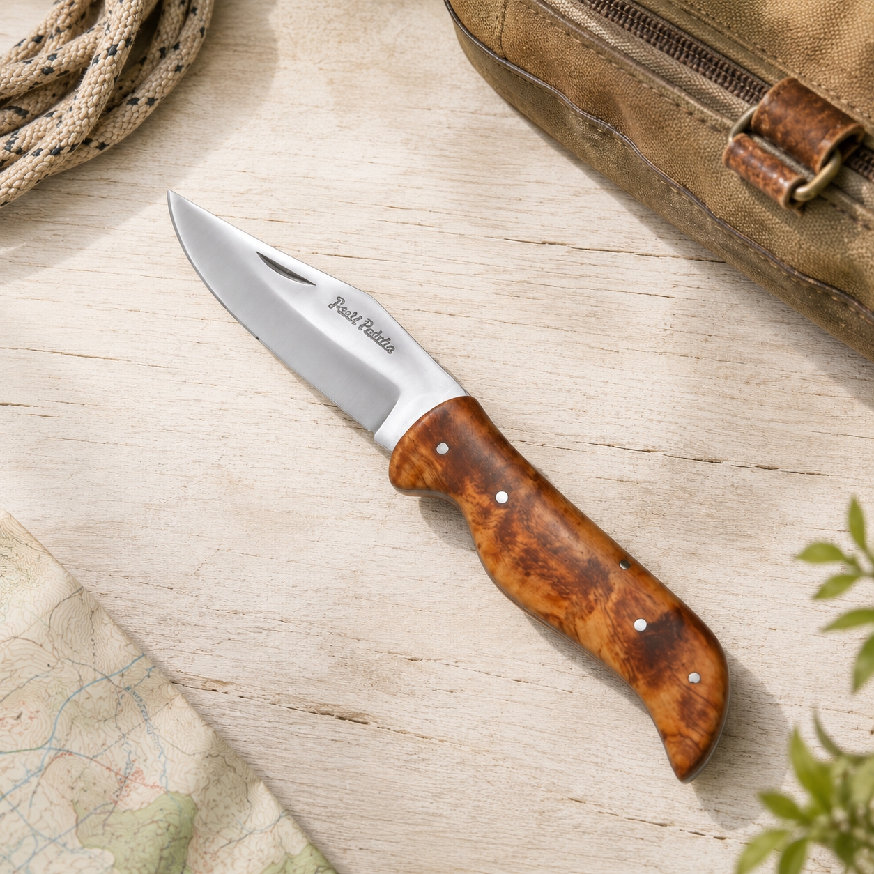Couteau berger manche bois de teck