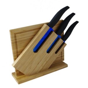 Lot de 3 couteaux de cuisinez avec planche en bois et support