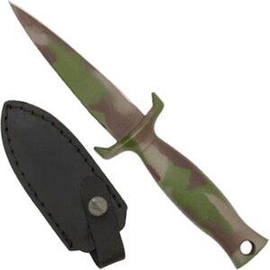 Couteau de botte camouflage 17 cm avec étui en cuir