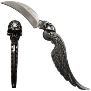 Couteau de poche Tête de mort Ailée tout métal