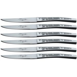Couteaux de Table Décor Pêche, Coffret 6 Pièces Artisanales Françaises